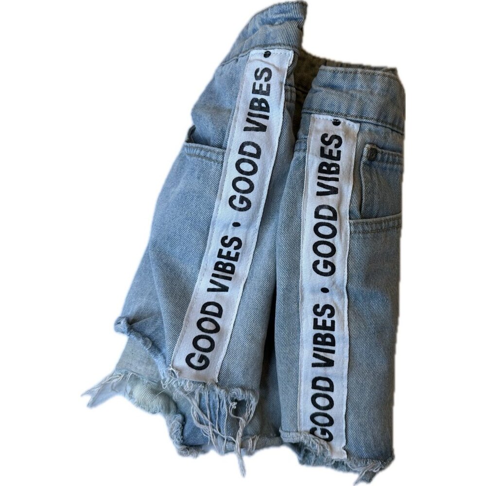 Women’s Good Vibes Denim Shorts Cropp Blue S Y2K - Picture 3 of 7